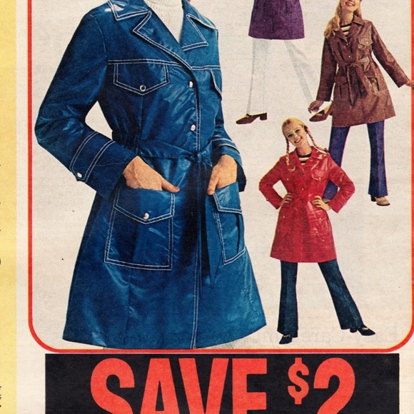 Vintage 1970s Rain Coat Jacket Glossy Nylon ciré red Twiggy Hepburn Retro Mod - Picture 8 of 11